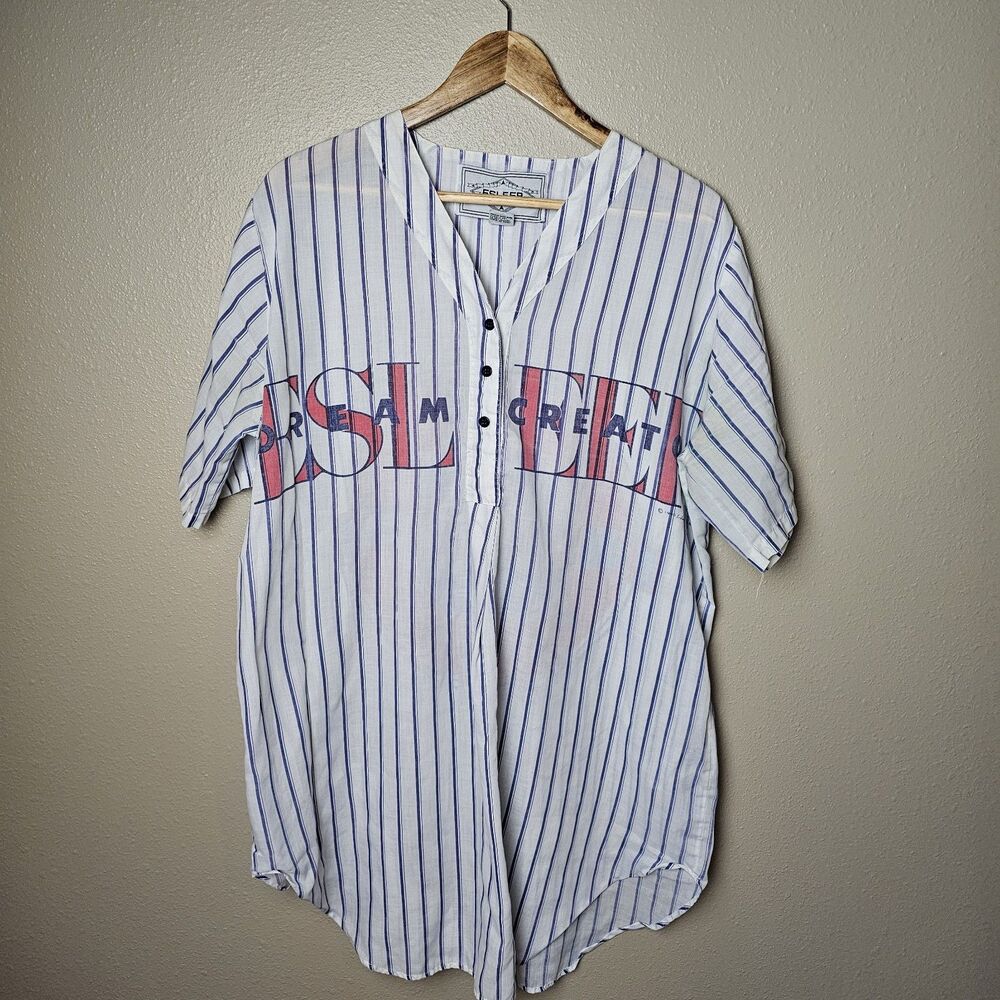 Vintage Esleep Baseball Sleeping Gown One Size Two Sided Graphic